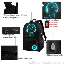 ENJOY USB Charge Cool Boys School Backpack Luminous School Bag Music Boy Backpacks Black